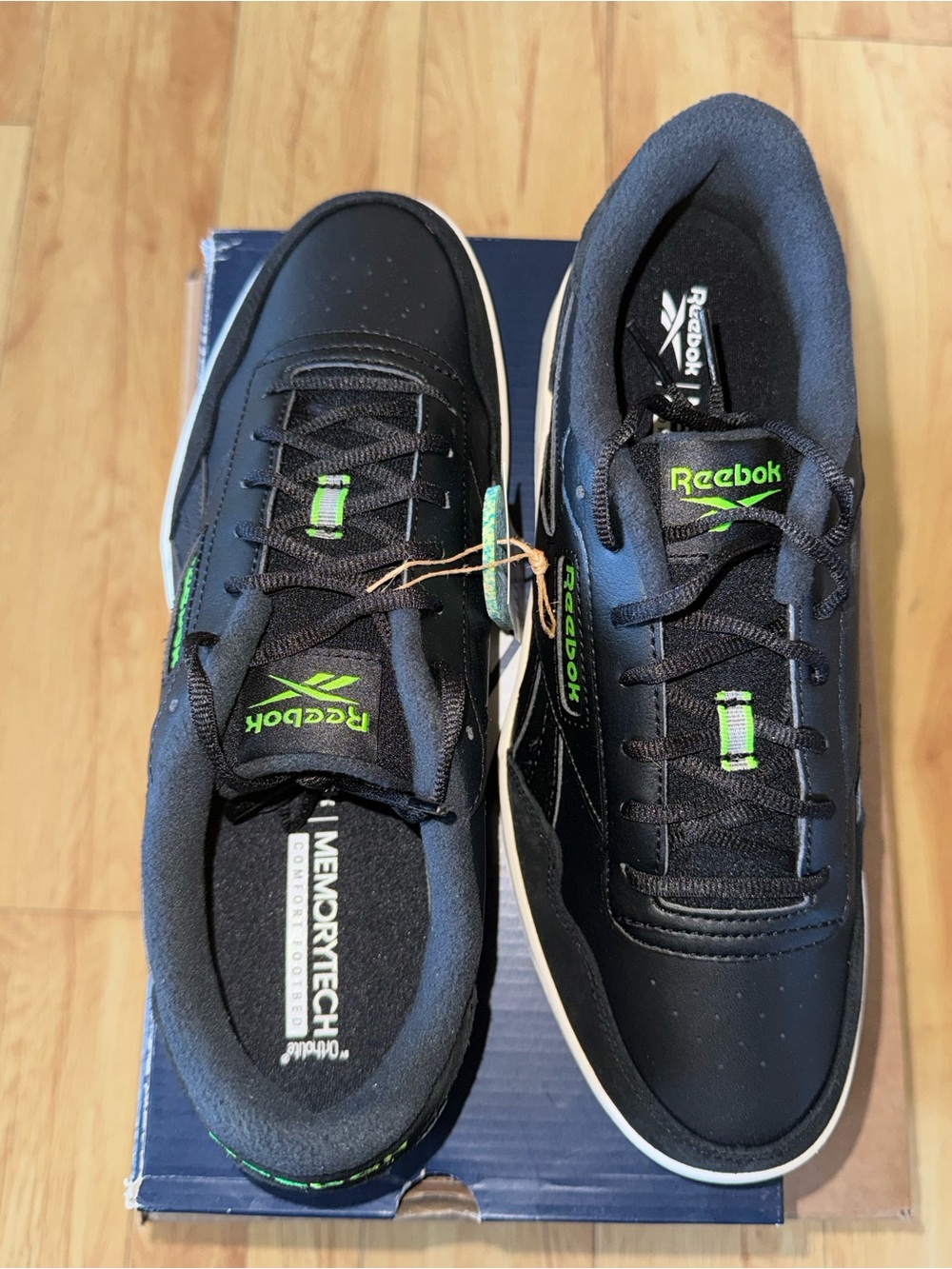 Reebok Men's Memory Tech Court Advance Sneakers with Neon Green Logo- Tennis - Picture 5 of 15